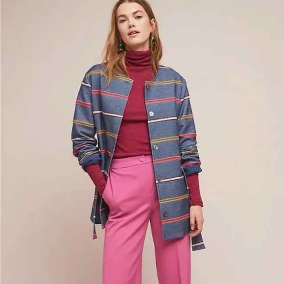 Anthropologie DOLAN Collection Piccadilly Striped Coat - Picture 3 of 11